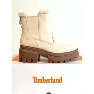 Timberland Women Everleigh Mid Warm Lined Natural Nubuck sz 9